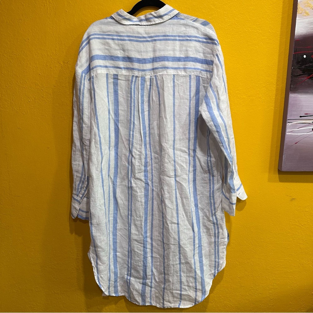 NWT 100% linen blue and white striped dress - Picture 2 of 4